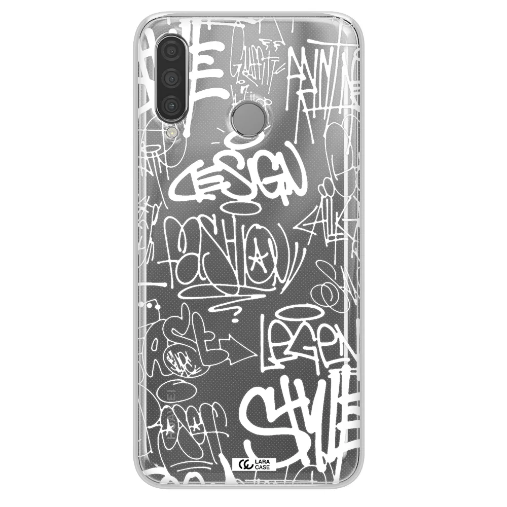 a white background with black and white clouds Huawei P30 Lite Clear TPU Case