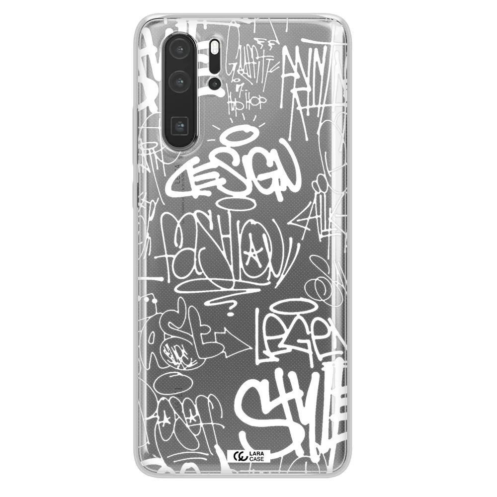 a white background with black and white clouds Huawei P30 Pro Clear TPU Case