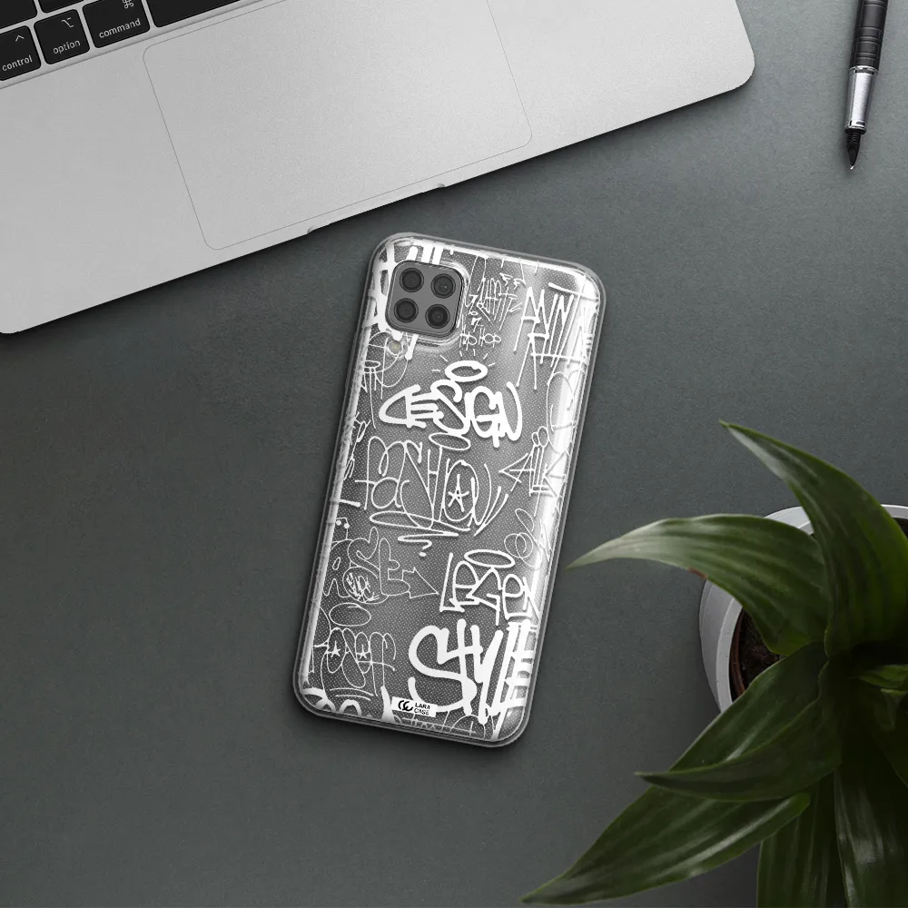 a white background with black and white clouds Huawei P40 Lite Clear TPU Case