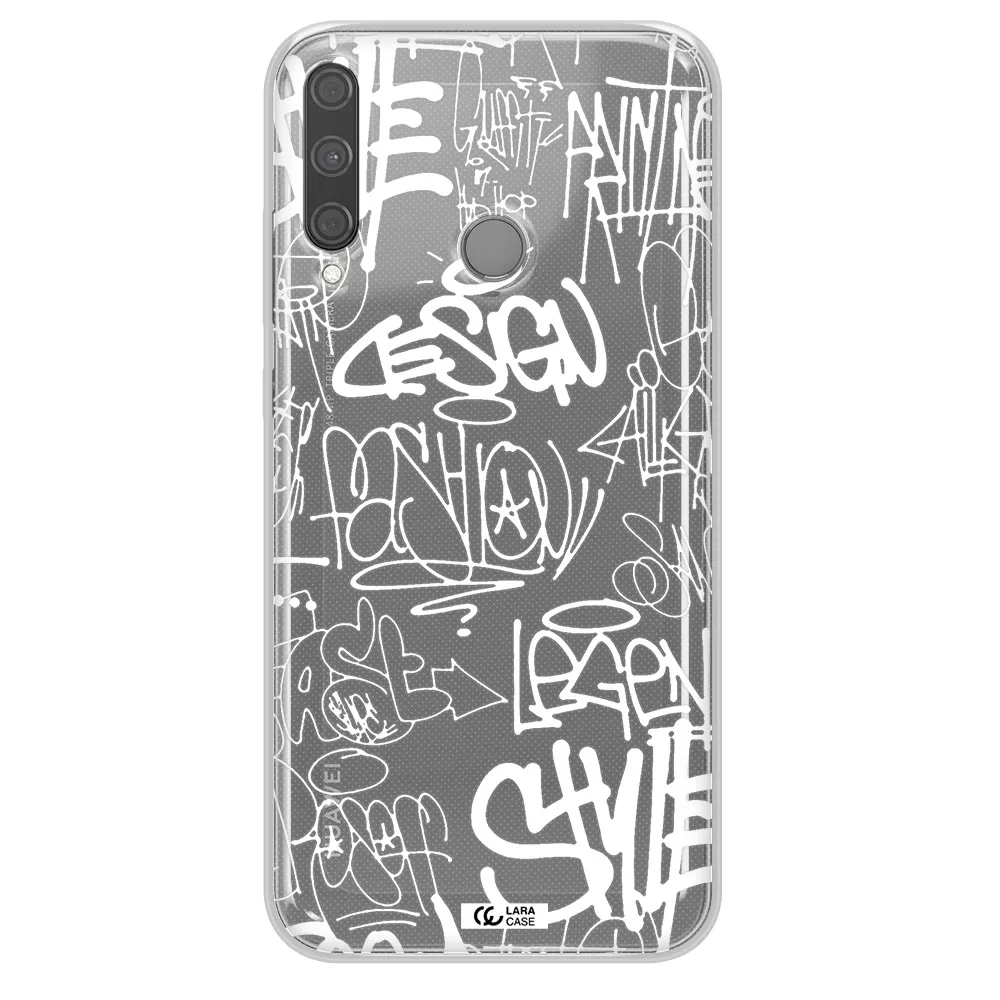 a white background with black and white clouds Huawei P40 Lite E Clear TPU Case