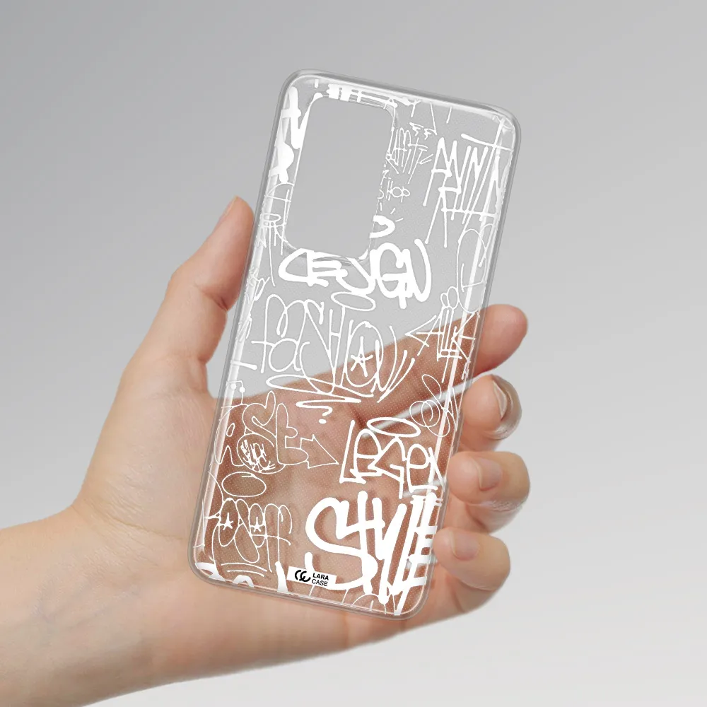 a white background with black and white clouds Huawei P40 Pro Clear TPU Case