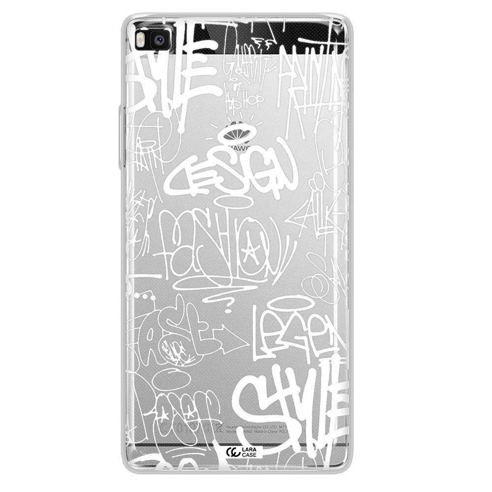 a white background with black and white clouds Huawei P8 Clear TPU Case