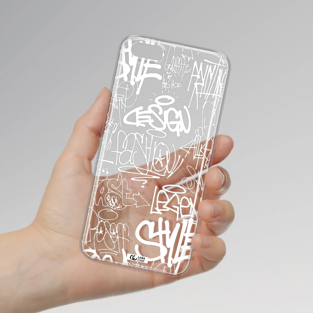 a white background with black and white clouds Huawei Y5 2018 Clear TPU Case