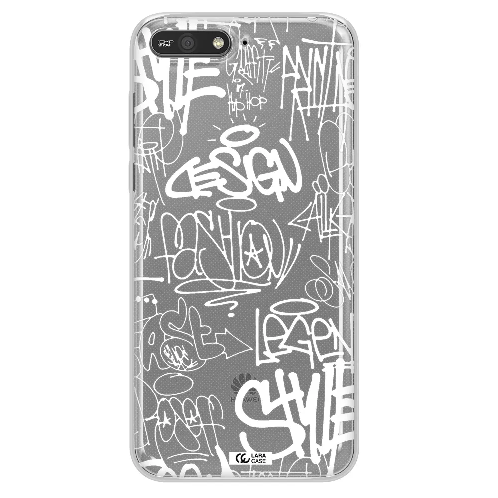 a white background with black and white clouds Huawei Y6 2018 Clear TPU Case
