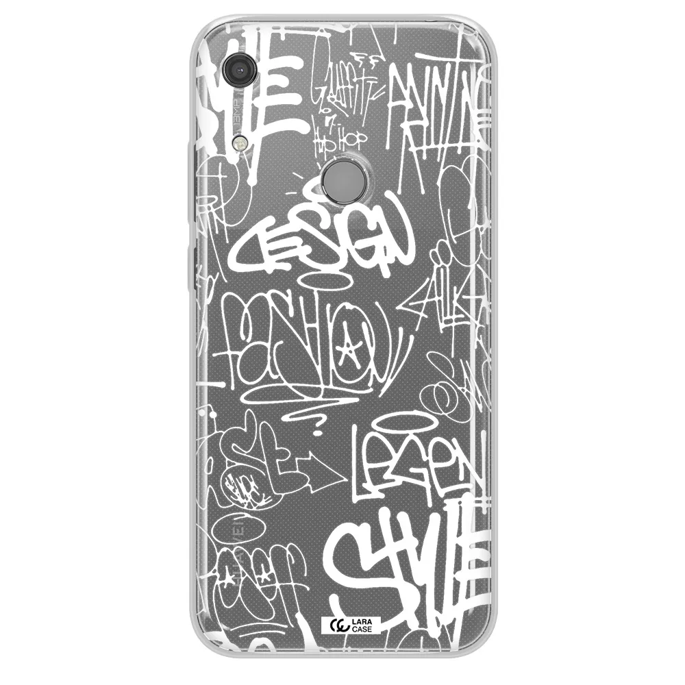 a white background with black and white clouds Huawei Y6S Clear TPU Case