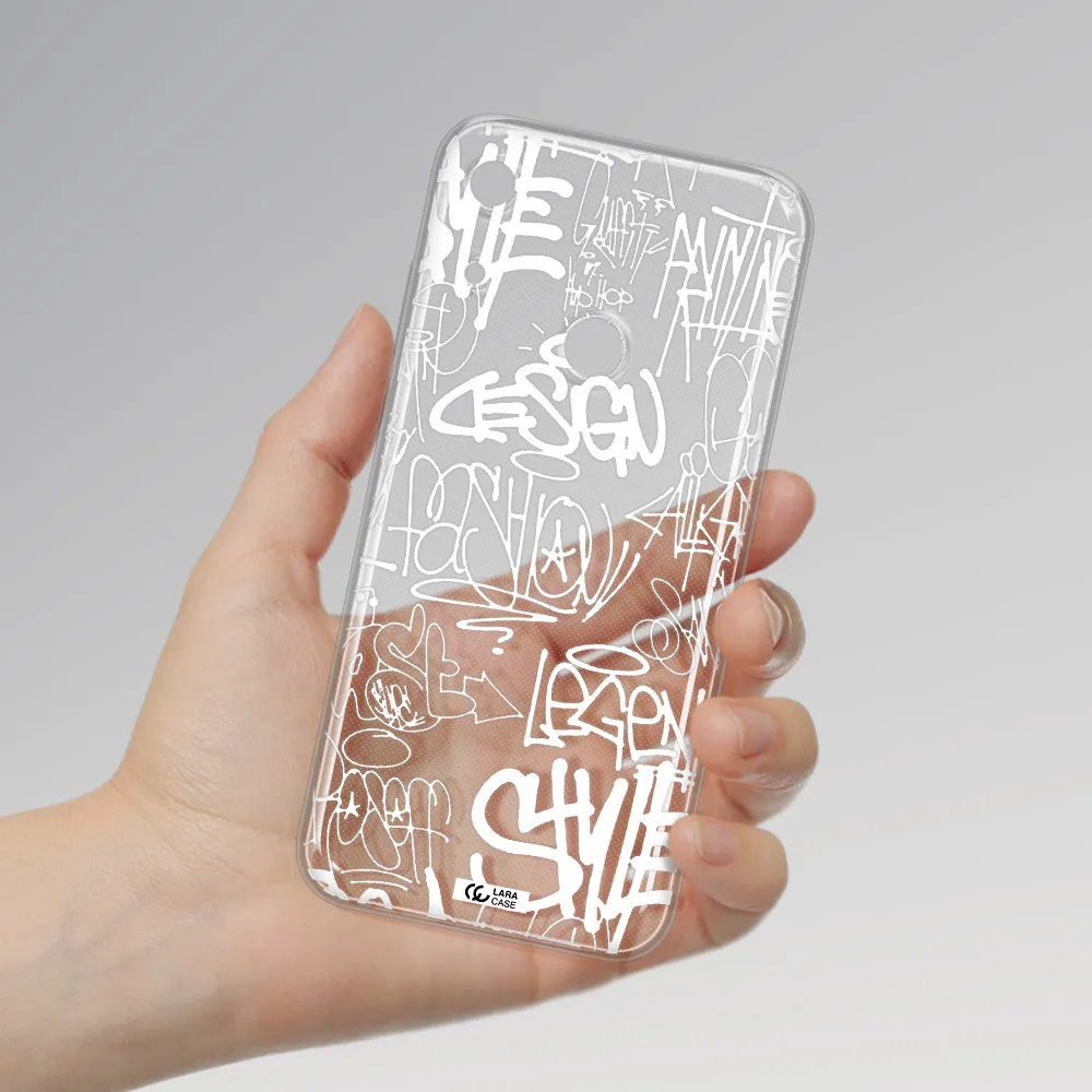 a white background with black and white clouds Huawei Y6S Clear TPU Case