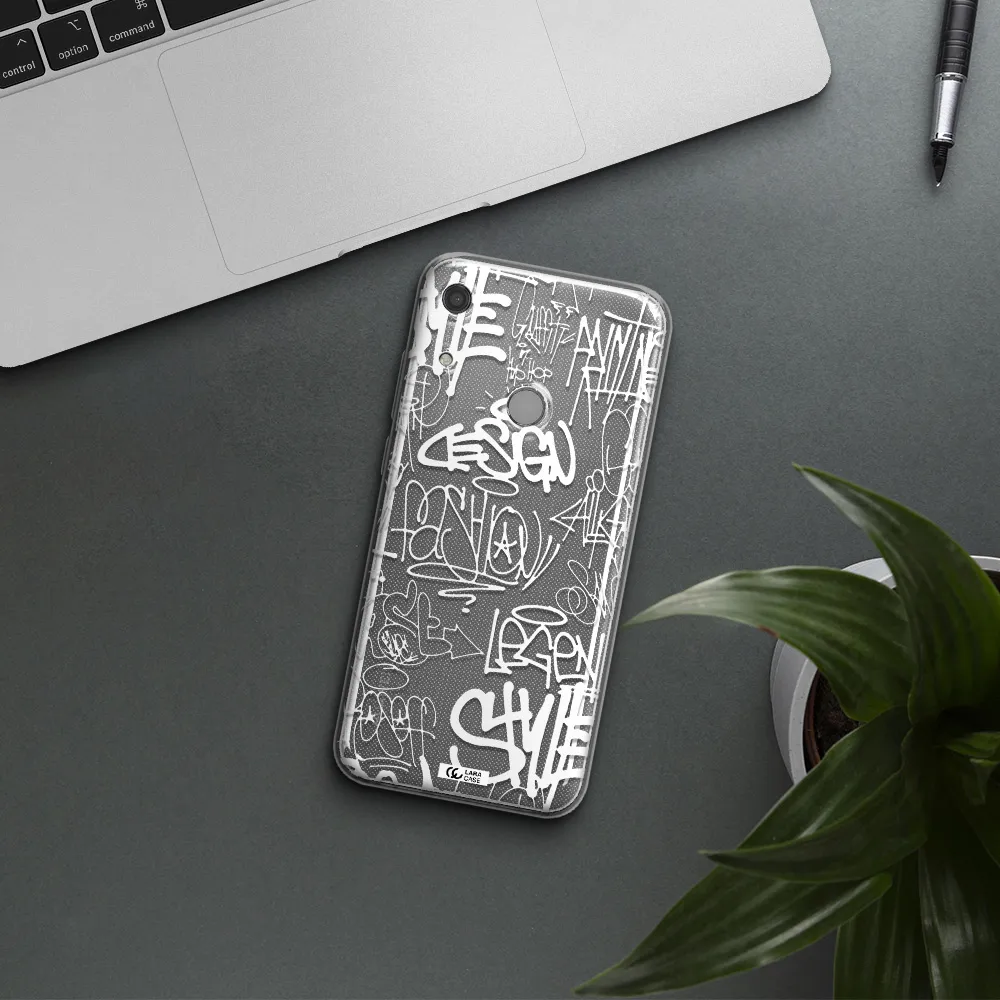 a white background with black and white clouds Huawei Y6S Clear TPU Case