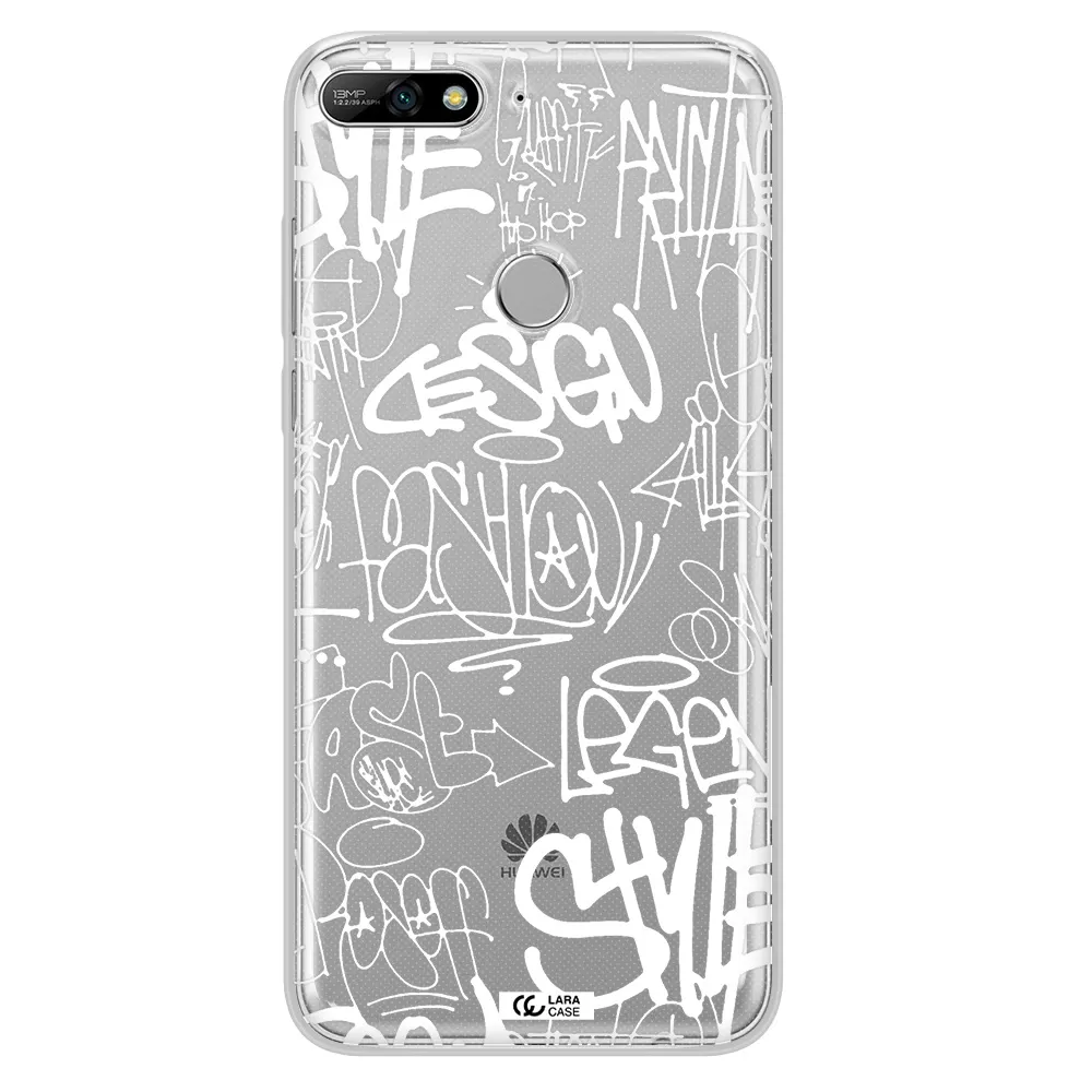 a white background with black and white clouds Huawei Y7 2018 Clear TPU Case