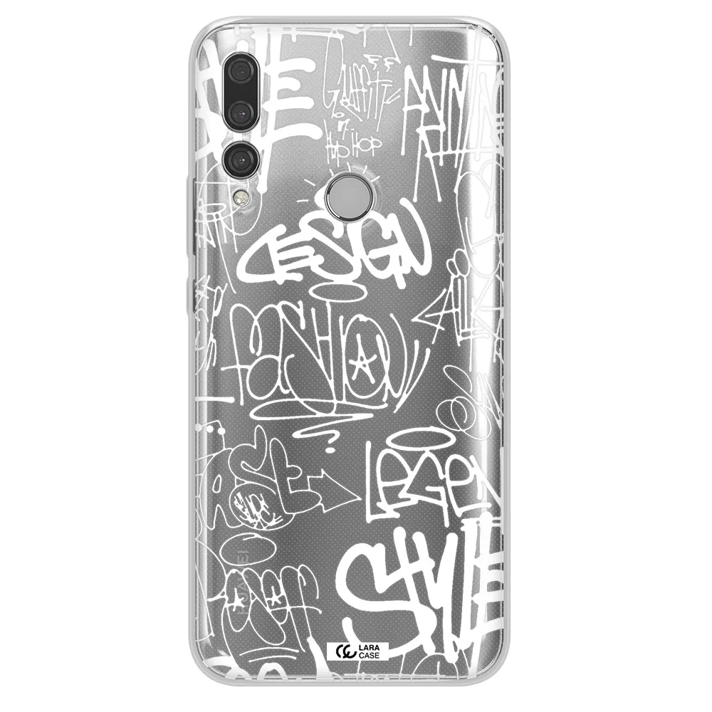 a white background with black and white clouds Huawei Y9 Prime 2019 Clear TPU Case