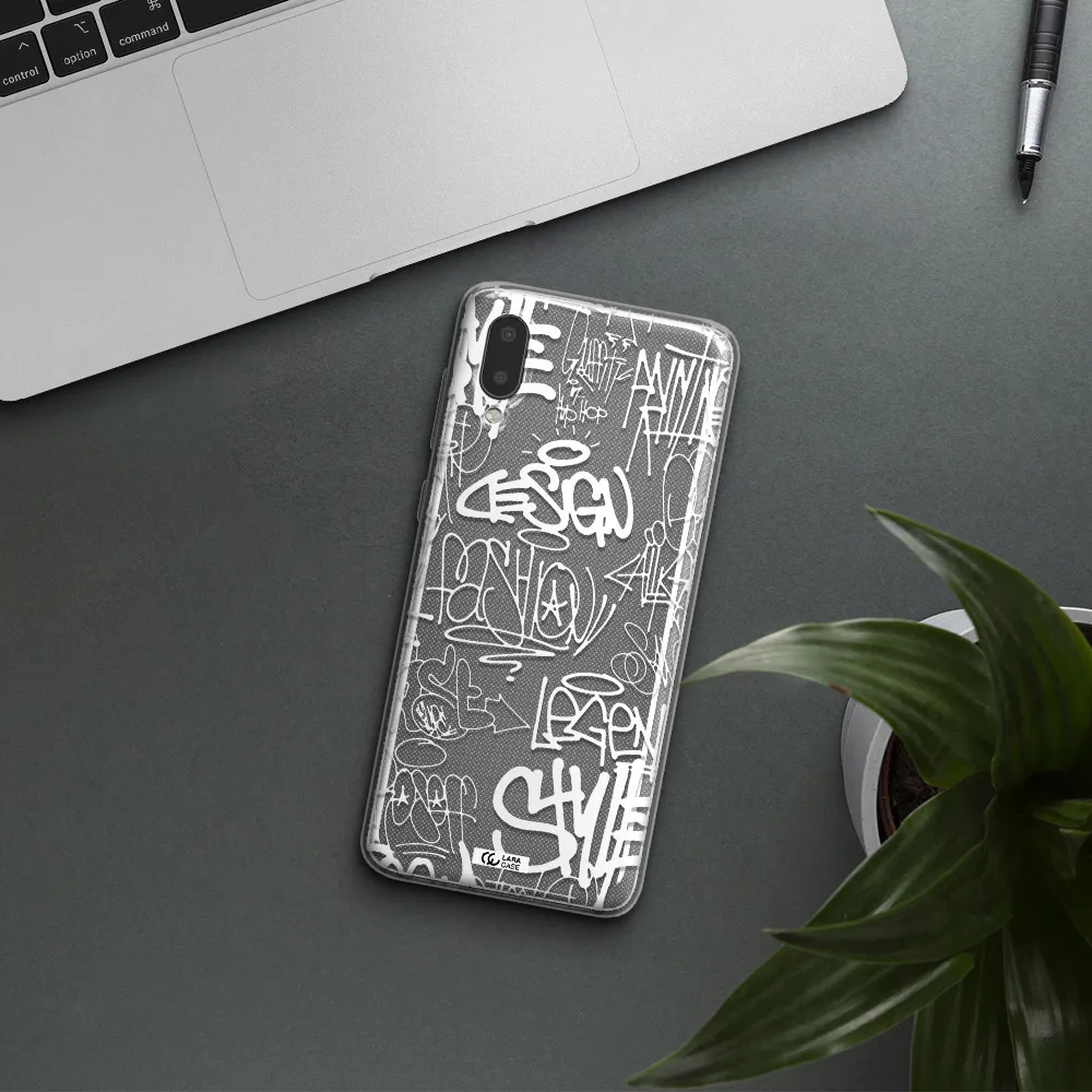 a white background with black and white clouds Samsung A02 Clear TPU Case