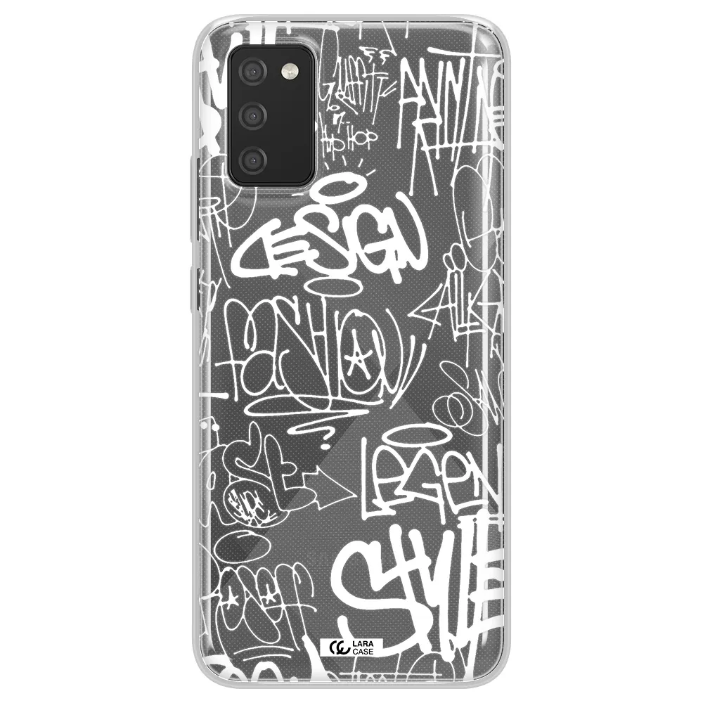 a white background with black and white clouds Samsung A02S Clear TPU Case