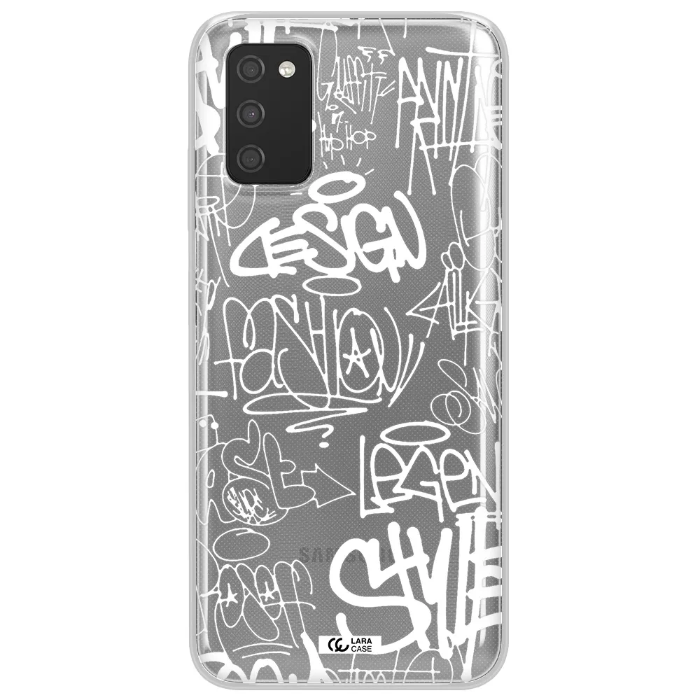 a white background with black and white clouds Samsung A03S Clear TPU Case