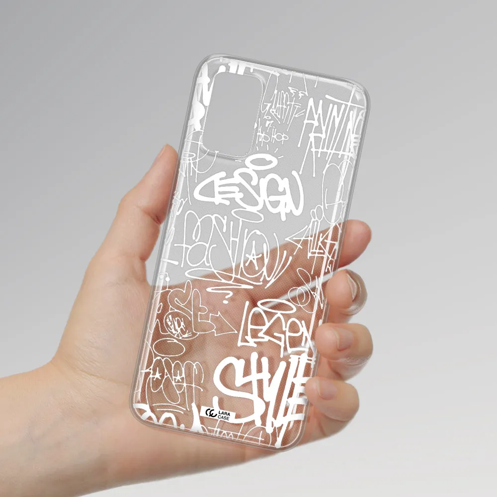 a white background with black and white clouds Samsung A03S Clear TPU Case