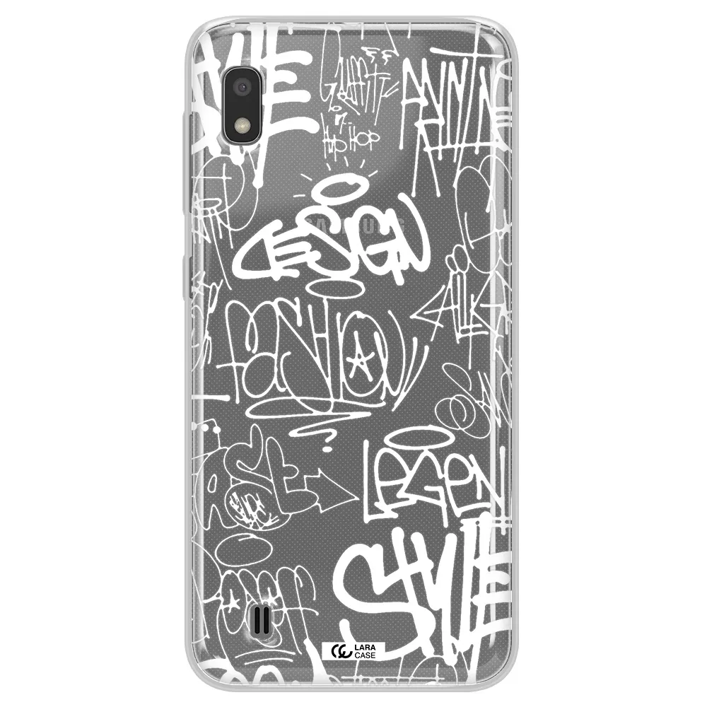 a white background with black and white clouds Samsung A10 Clear TPU Case