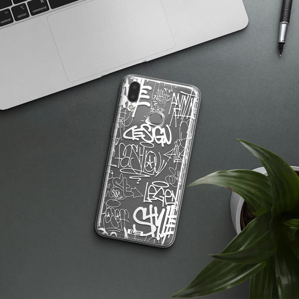 a white background with black and white clouds Samsung A10S Clear TPU Case