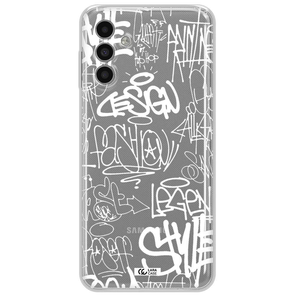 A White Background With Black And White Clouds Samsung A13 5G Clear Tpu Case