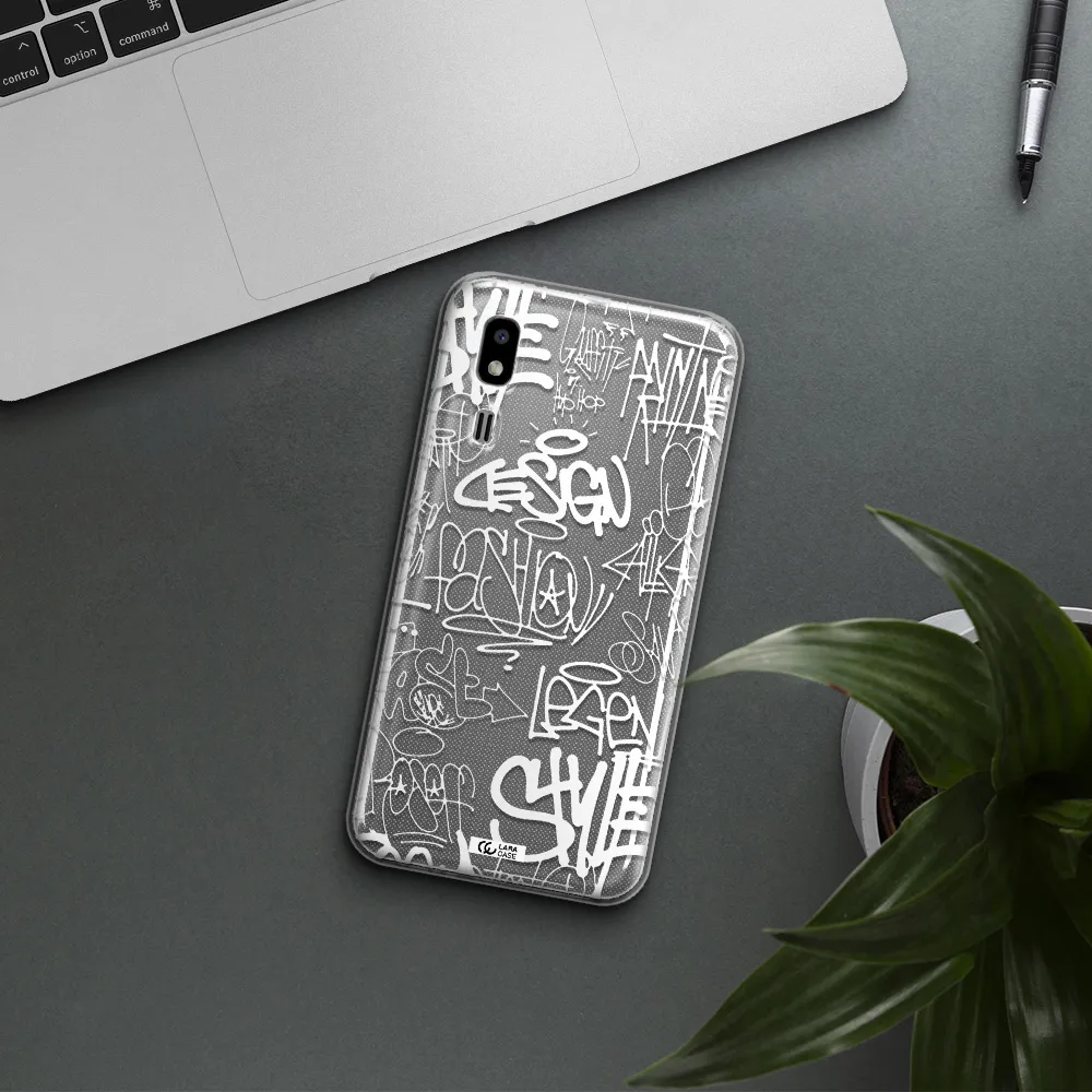 a white background with black and white clouds Samsung A2 Core Clear TPU Case