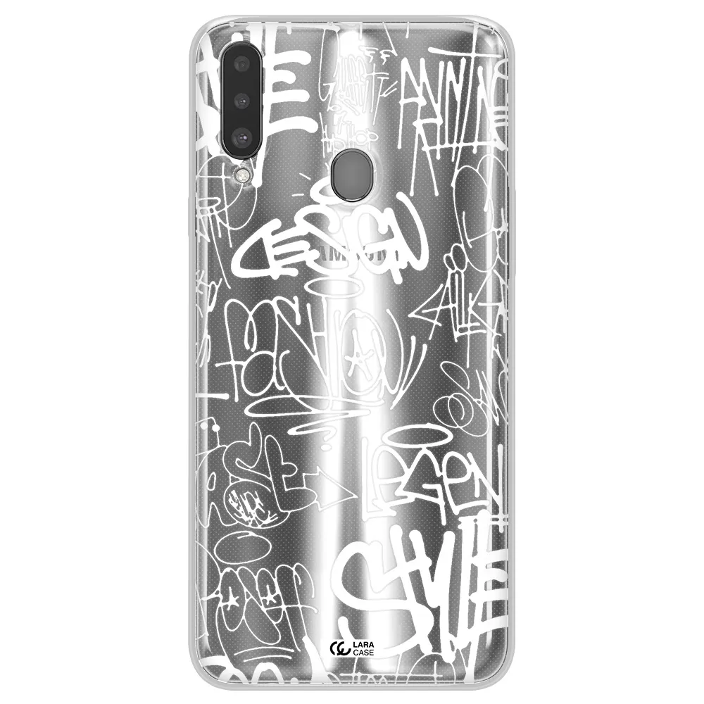 a white background with black and white clouds Samsung A20S Clear TPU Case