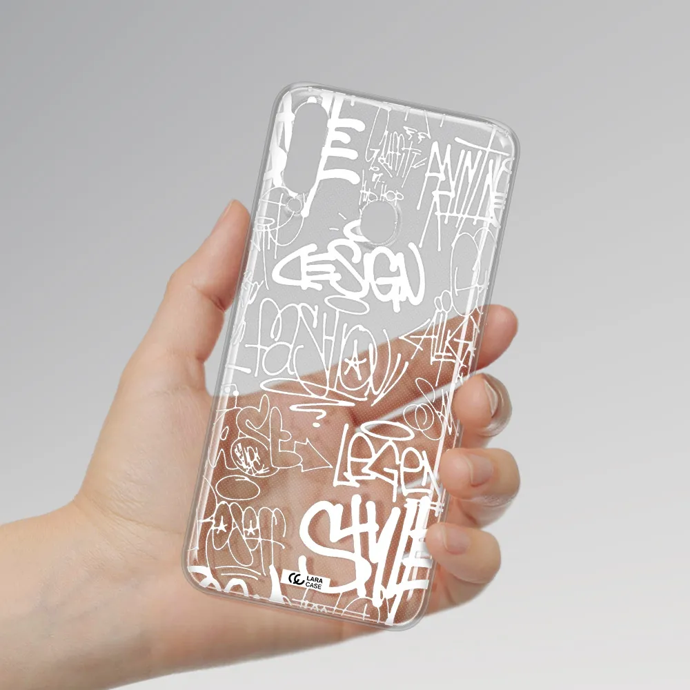 a white background with black and white clouds Samsung A20S Clear TPU Case