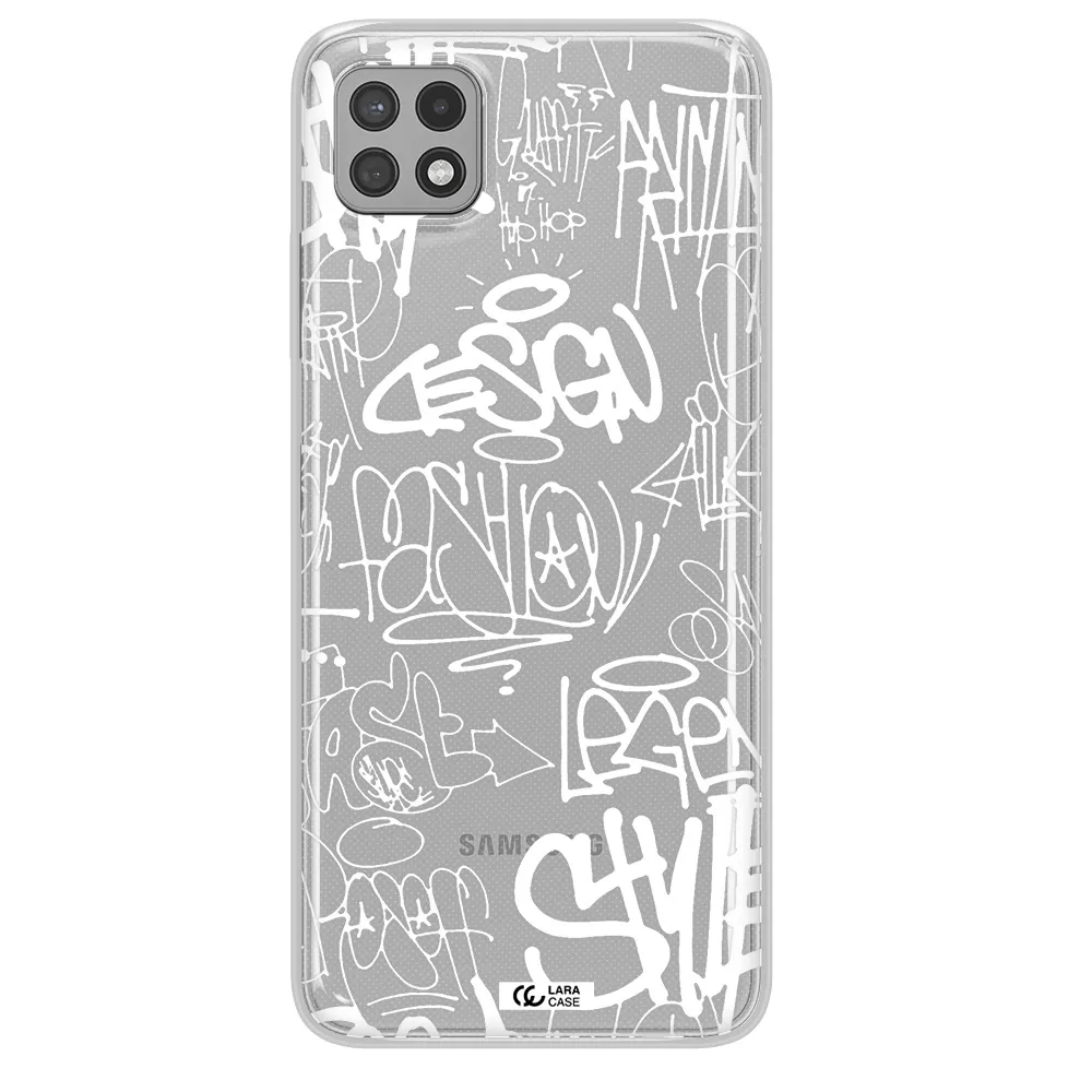 a white background with black and white clouds Samsung A22 5g Clear TPU Case