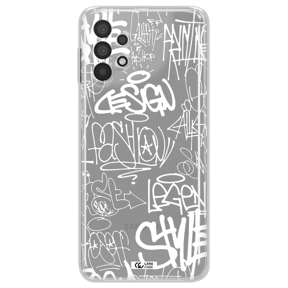 A White Background With Black And White Clouds Samsung A32 4G Clear Tpu Case