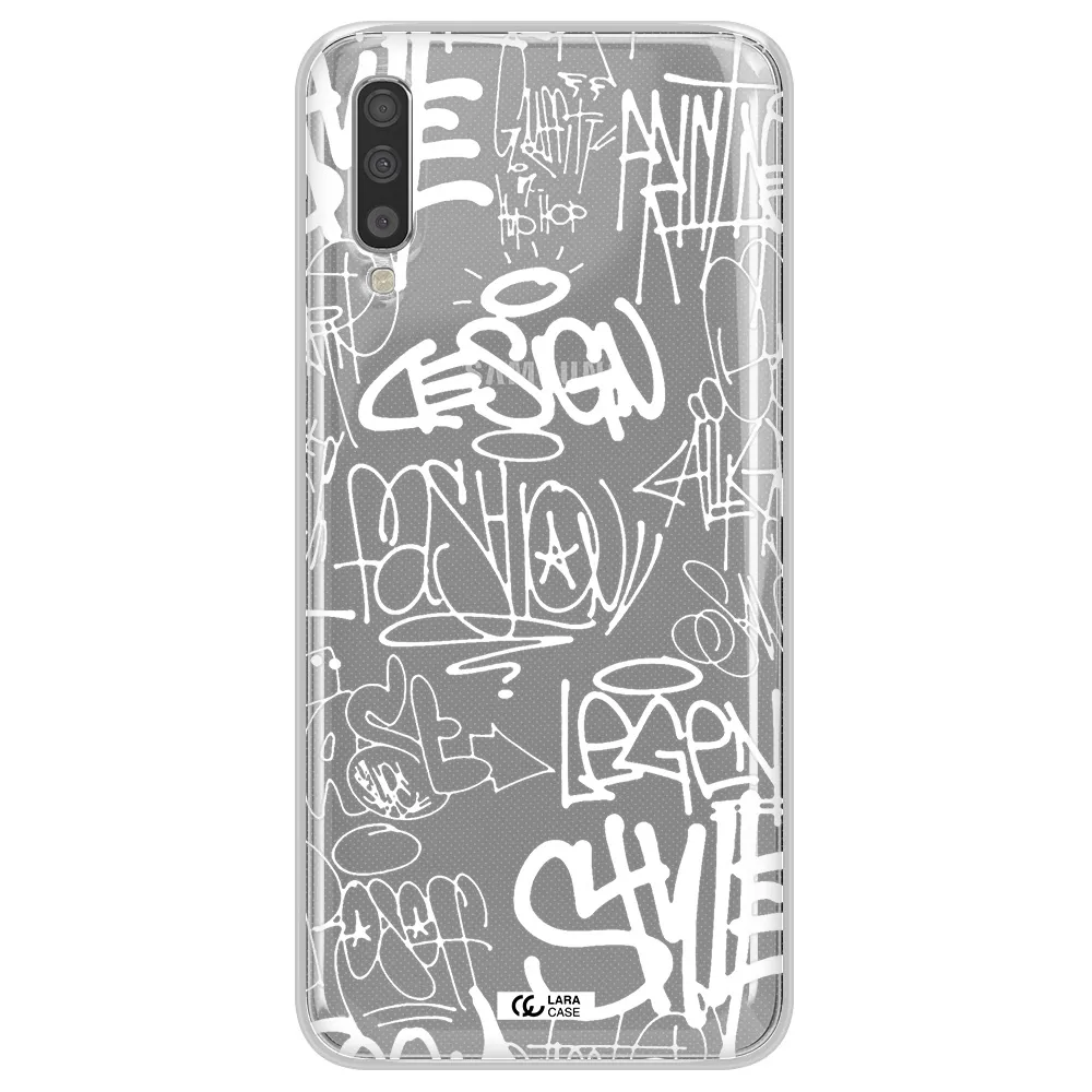 A White Background With Black And White Clouds Samsung A70S Clear Tpu Case