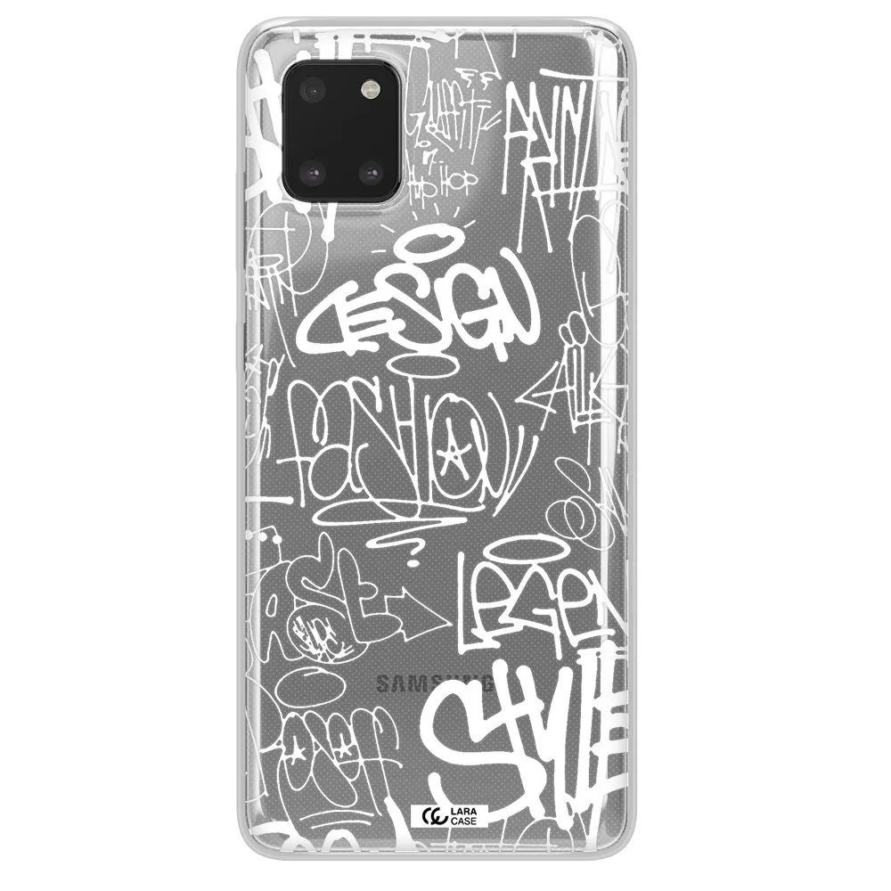a white background with black and white clouds Samsung A81 Clear TPU Case