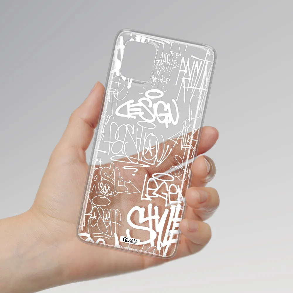 a white background with black and white clouds Samsung A81 Clear TPU Case