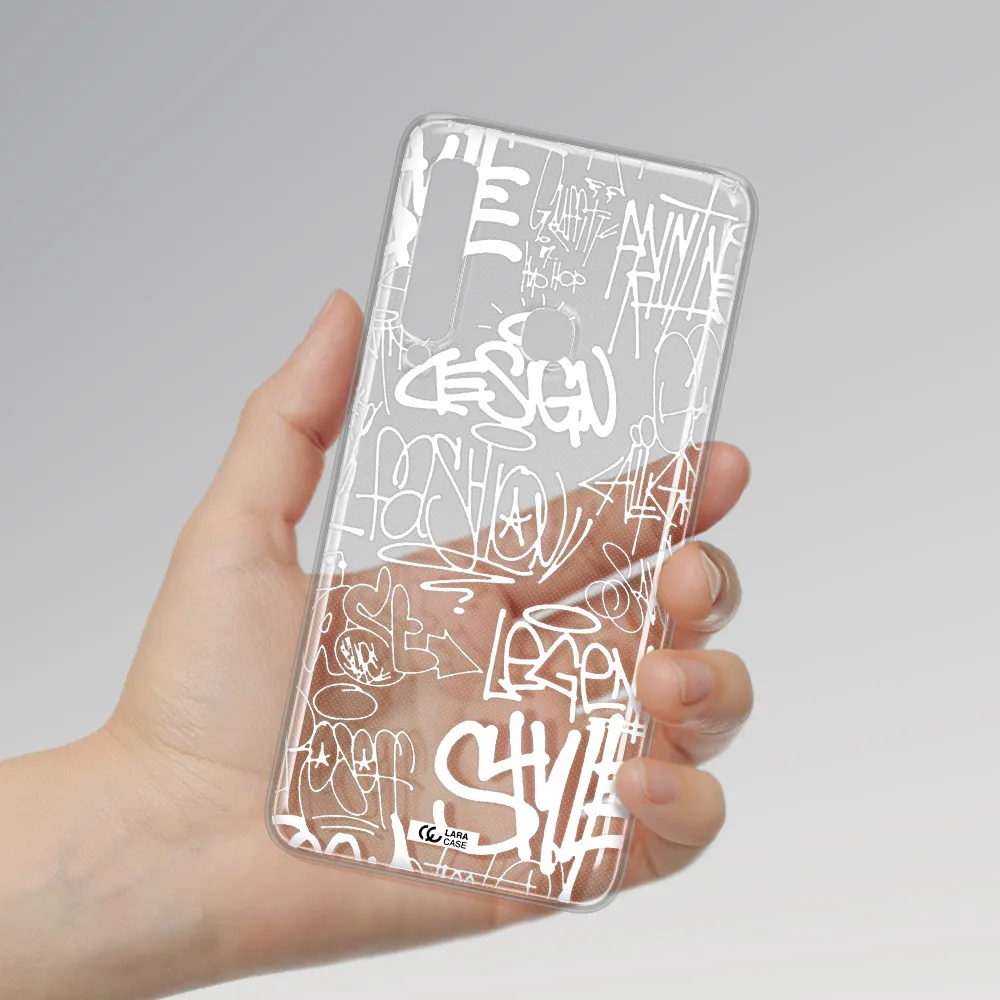 a white background with black and white clouds Samsung A9 2018 Clear TPU Case