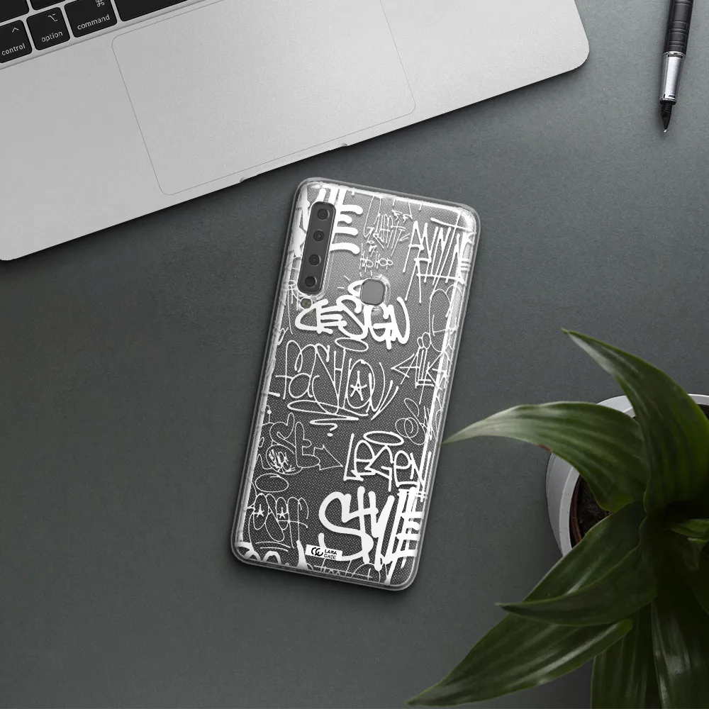 a white background with black and white clouds Samsung A9 2018 Clear TPU Case