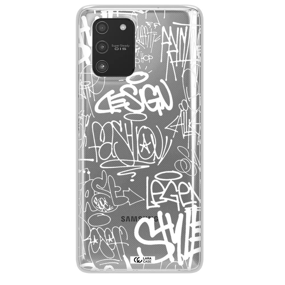 a white background with black and white clouds Samsung A91 Clear TPU Case