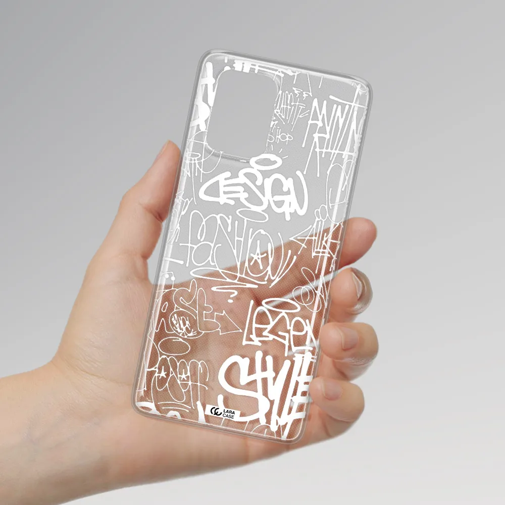 a white background with black and white clouds Samsung A91 Clear TPU Case