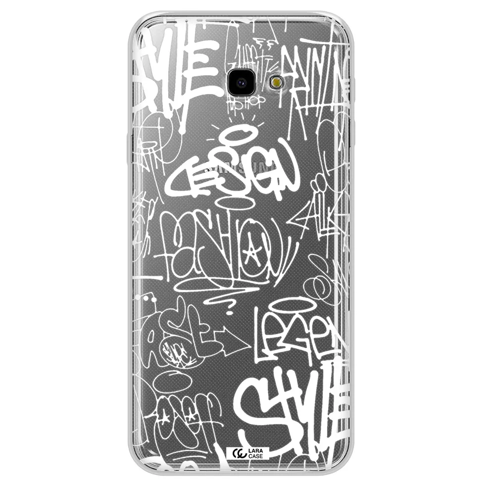 a white background with black and white clouds Samsung J4 Plus Clear TPU Case