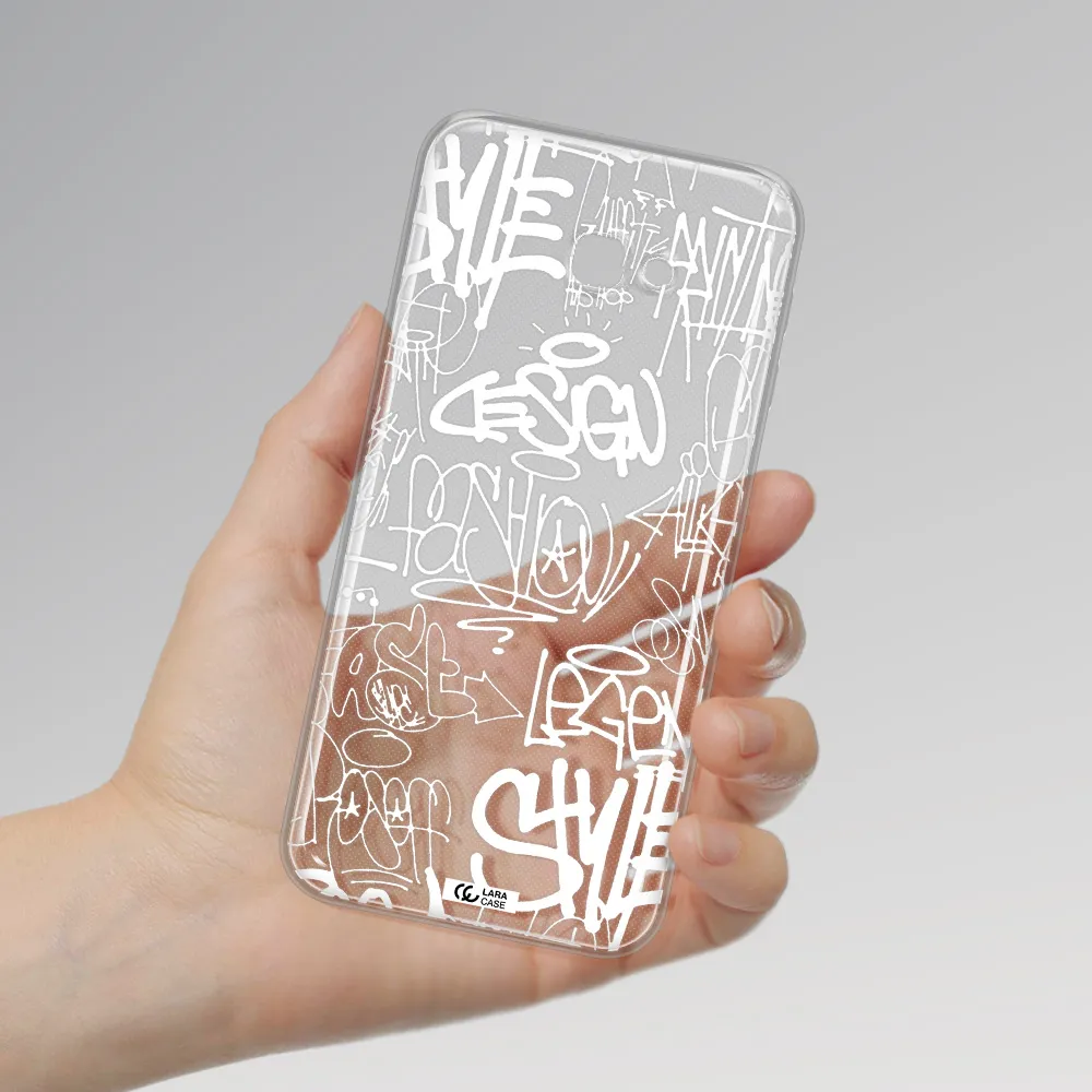 a white background with black and white clouds Samsung J4 Plus Clear TPU Case