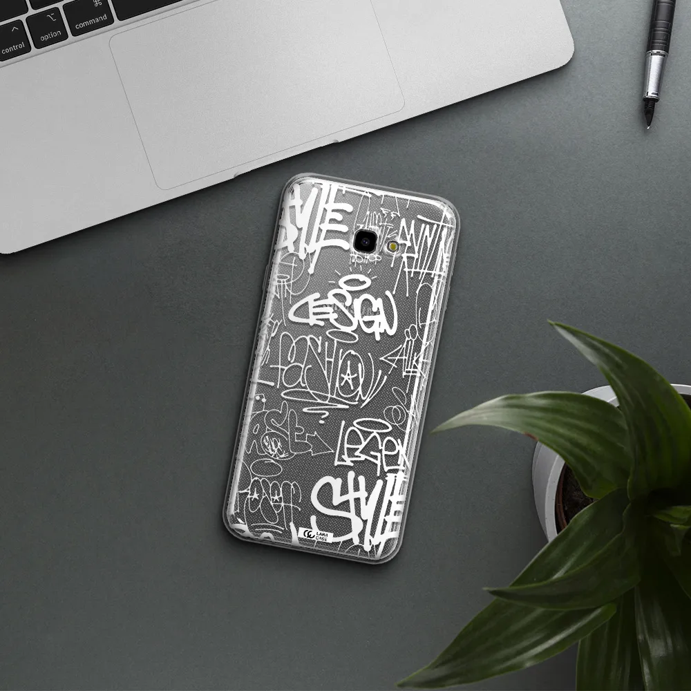 a white background with black and white clouds Samsung J4 Plus Clear TPU Case