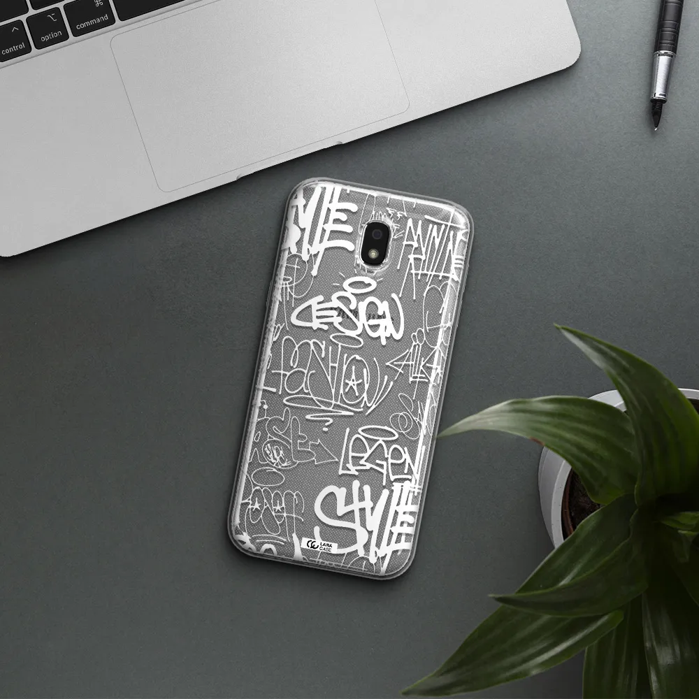 a white background with black and white clouds Samsung J5 2017 Clear TPU Case