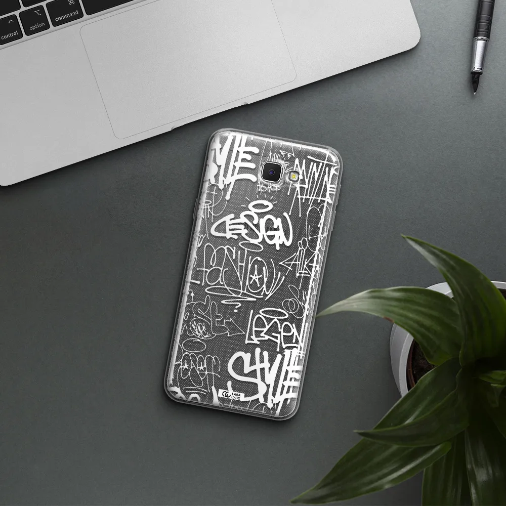 a white background with black and white clouds Samsung J5 Prime Clear TPU Case