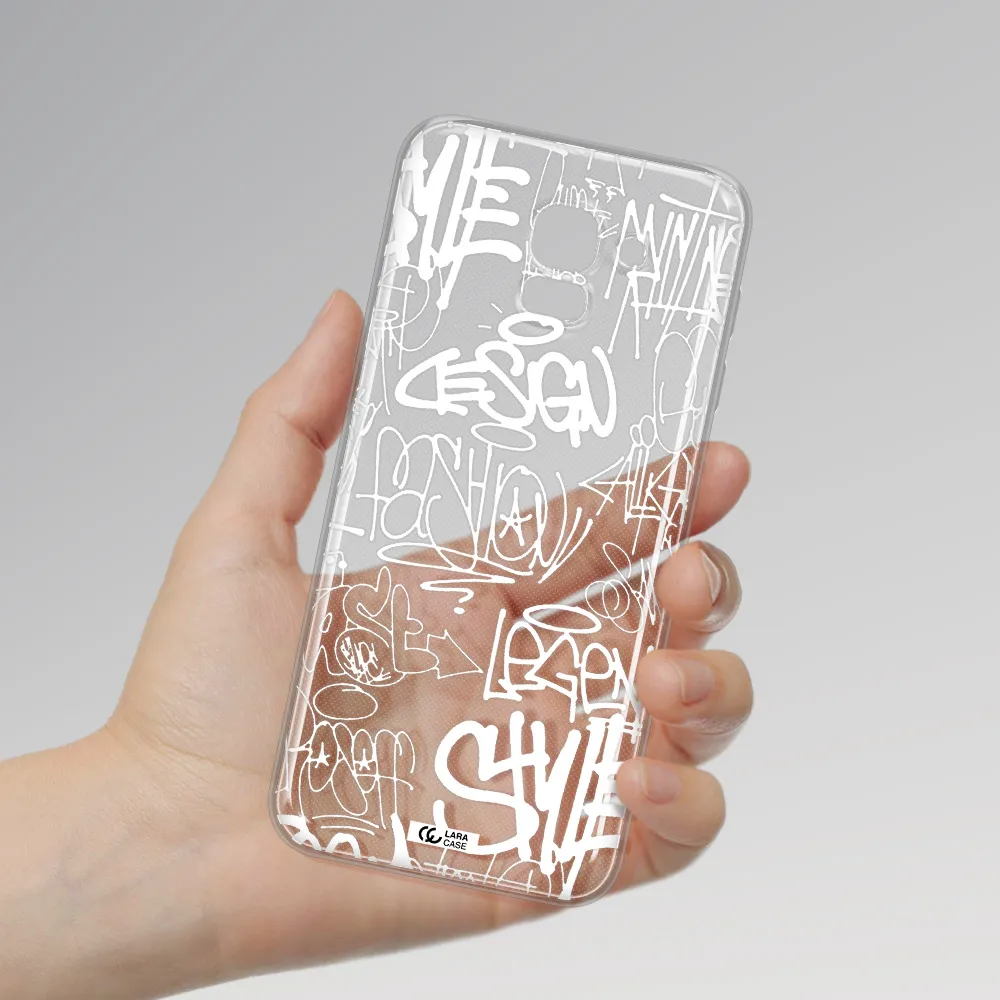 a white background with black and white clouds Samsung J6 Clear TPU Case