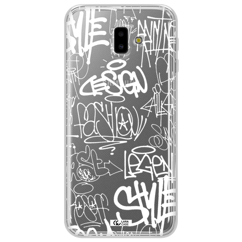 a white background with black and white clouds Samsung J6 Plus Clear TPU Case