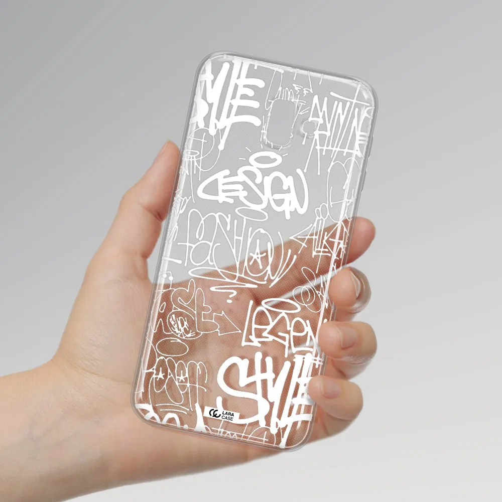 a white background with black and white clouds Samsung J6 Plus Clear TPU Case