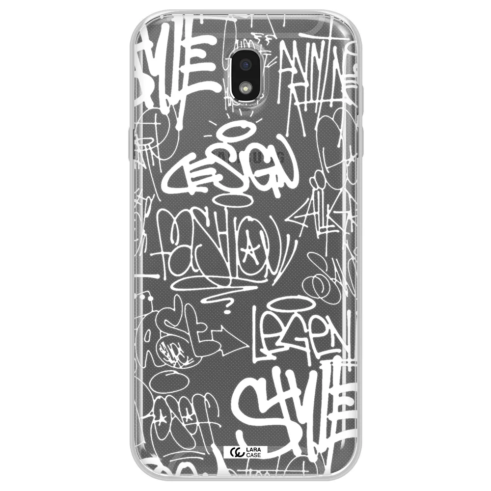 a white background with black and white clouds Samsung J7 Pro Clear TPU Case