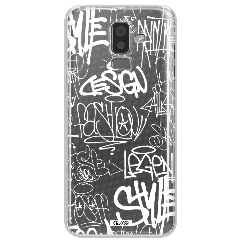a white background with black and white clouds Samsung J8 Clear TPU Case