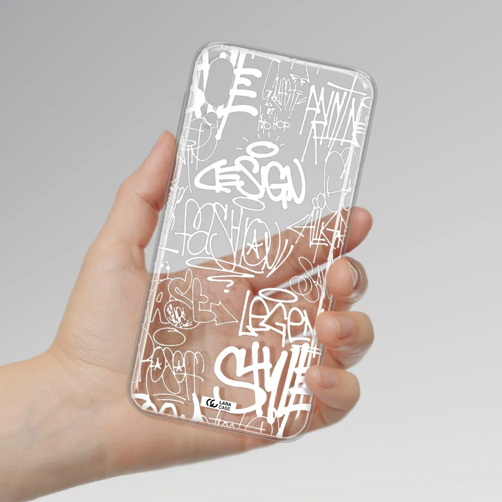 a white background with black and white clouds Samsung M10 Clear TPU Case