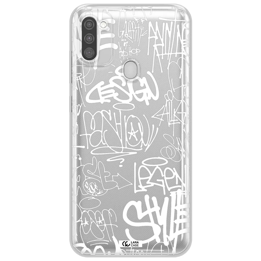 a white background with black and white clouds Samsung M11 Clear TPU Case