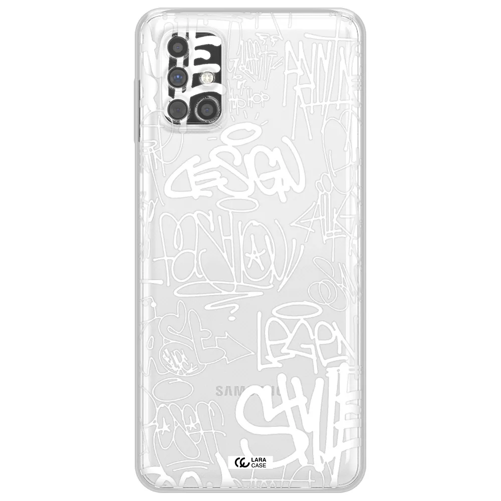 a white background with black and white clouds Samsung M31S Clear TPU Case