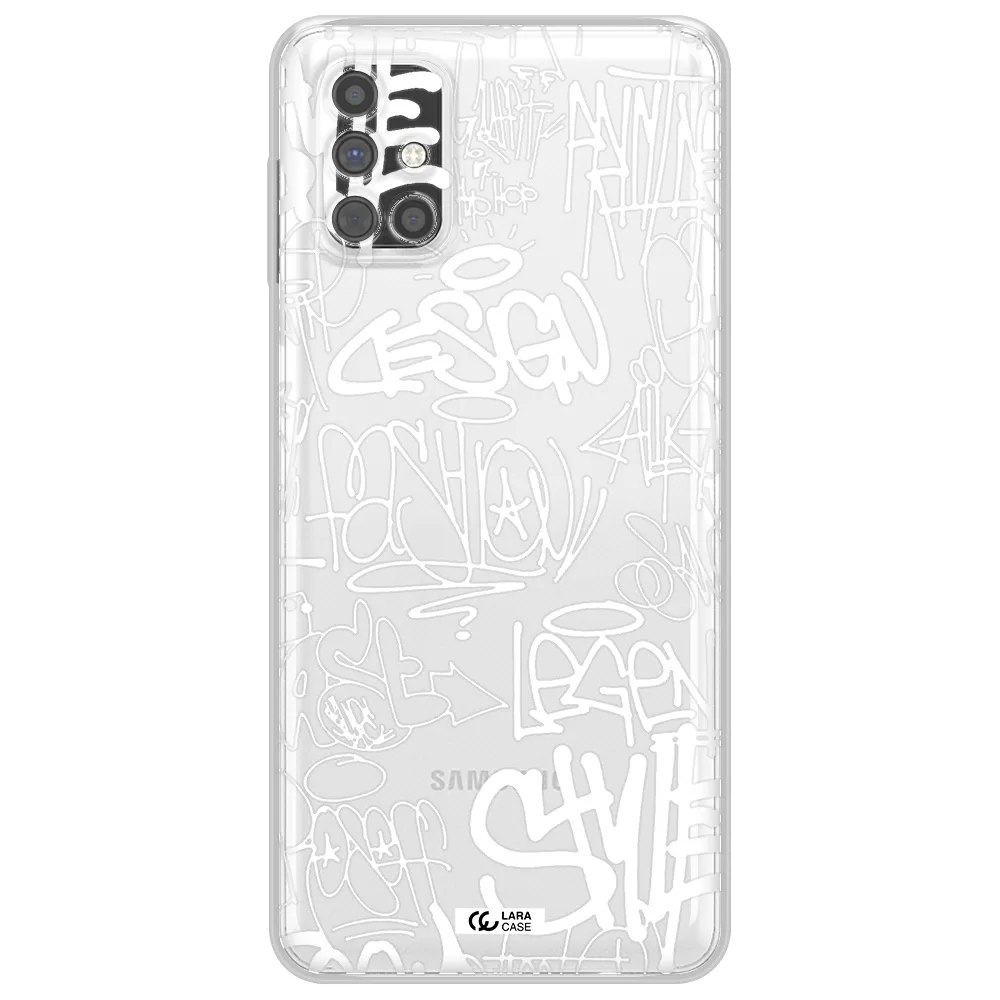 a white background with black and white clouds Samsung M51 Clear TPU Case