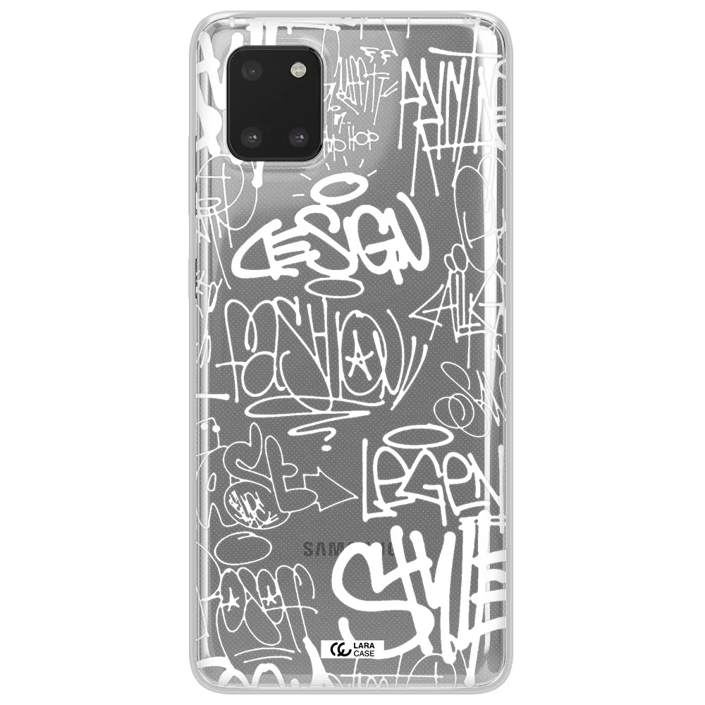 a white background with black and white clouds Samsung Note 10 Lite Clear TPU Case