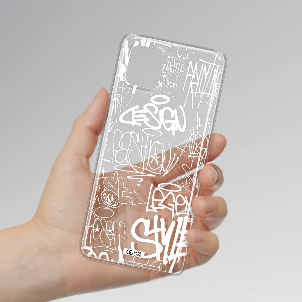 a white background with black and white clouds Samsung Note 10 Lite Clear TPU Case