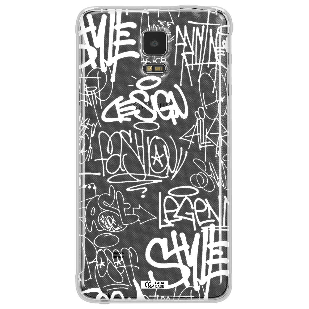 a white background with black and white clouds Samsung Note 4 Clear TPU Case