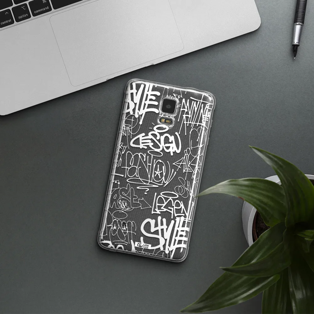 a white background with black and white clouds Samsung Note 4 Clear TPU Case